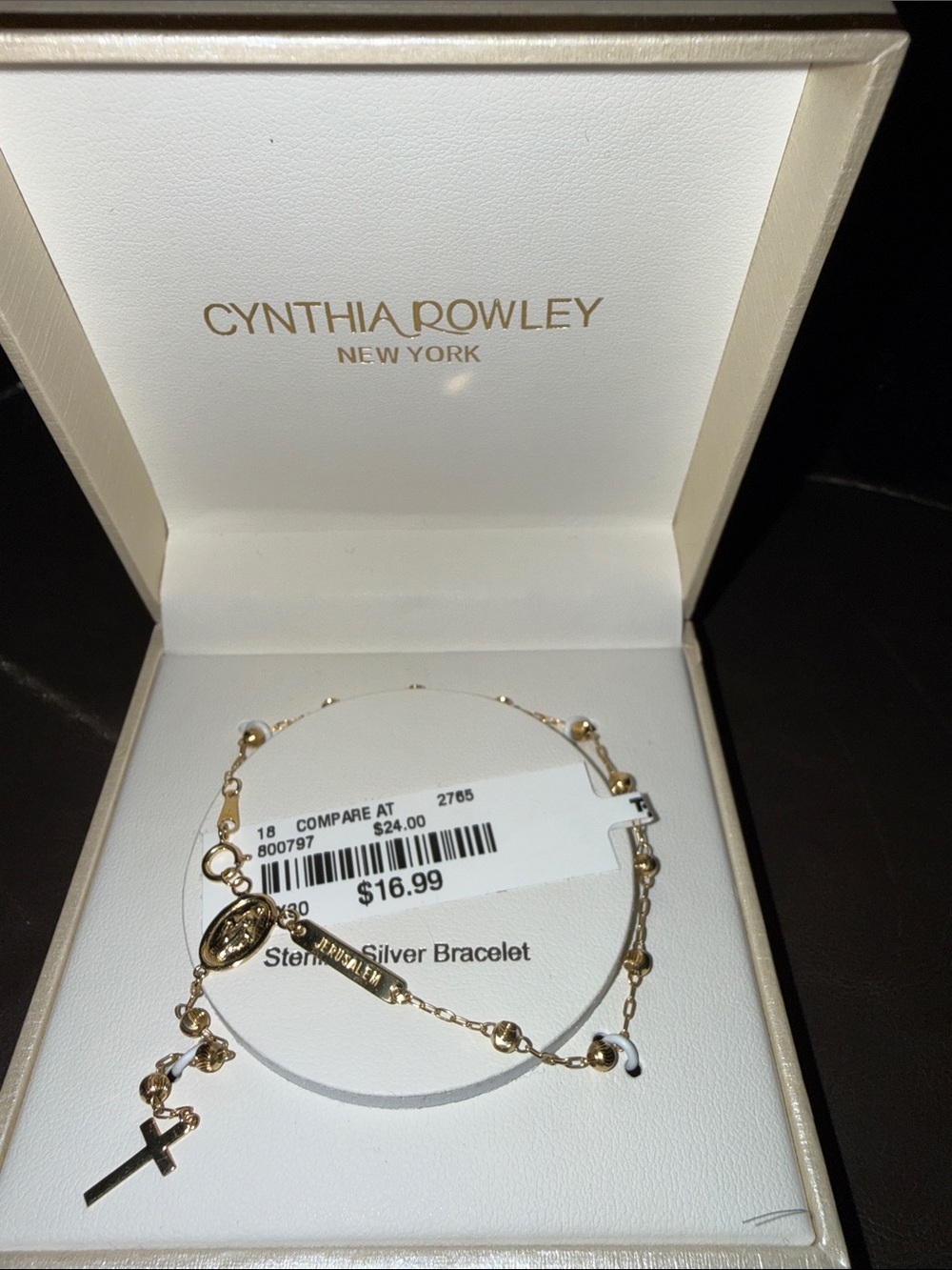 Cynthia Rowley Gold Cross & Medallion Charm Bracelet